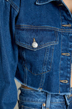Robin|100% Cotton  Denim Cropped Trucker Jacket