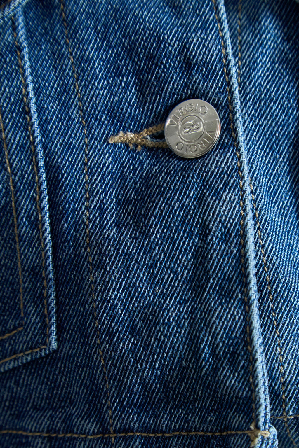 Ciel|100% Cotton Denim Patchwork Trucker Jacket