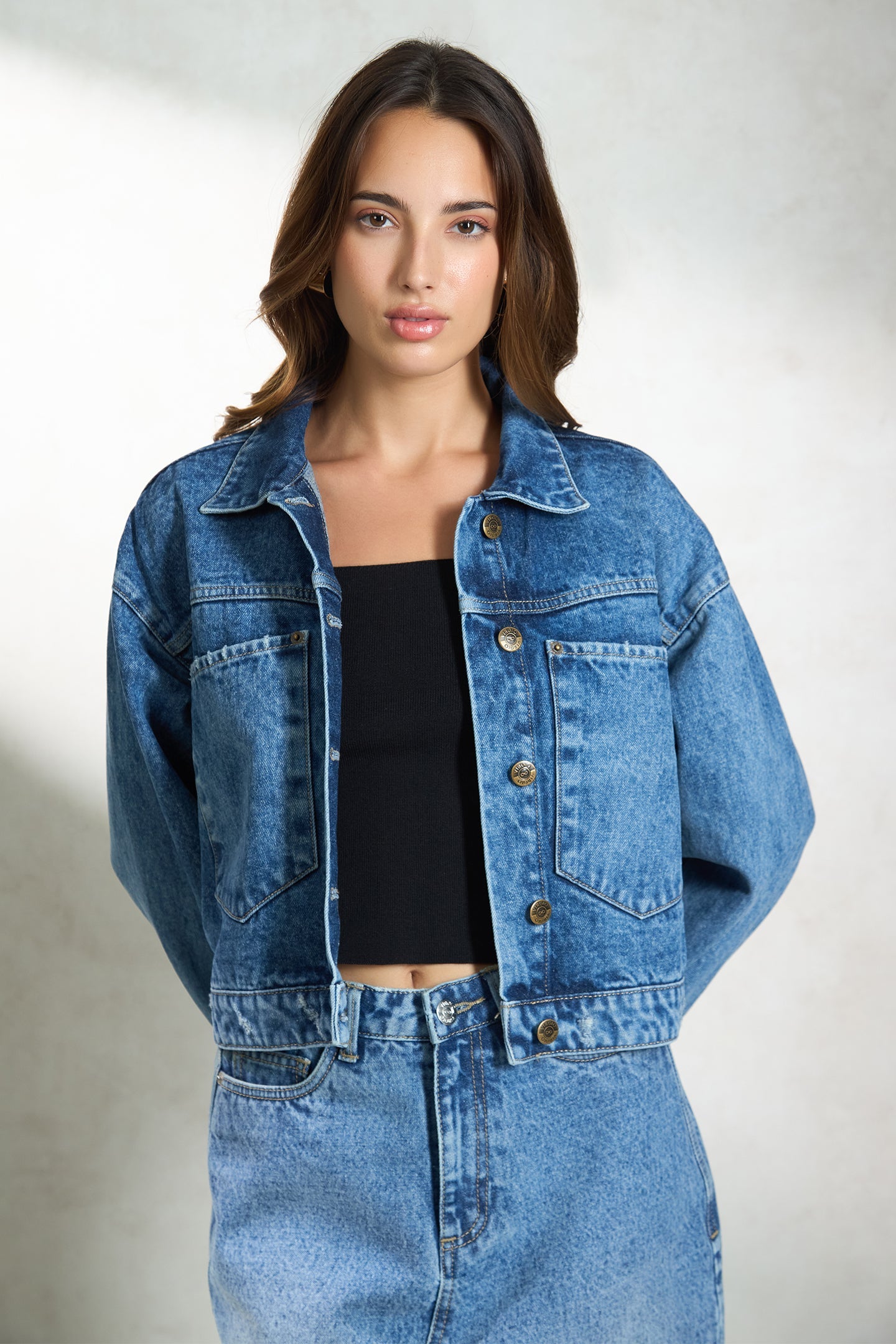 Bexie|100% Cotton Denim Relaxed Trucker Jacket
