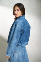 Bexie|100% Cotton Denim Relaxed Trucker Jacket