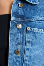 Bexie|100% Cotton Denim Relaxed Trucker Jacket