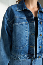 Bexie|100% Cotton Denim Relaxed Trucker Jacket