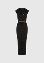Helene - Knitted Midaxi Dress with Belt - Black