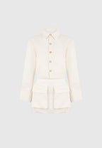 Laure - Cargo Shirt Mini Dress - Cream