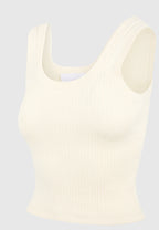Liane - Scoop Neck Ribbed Vest - Cream