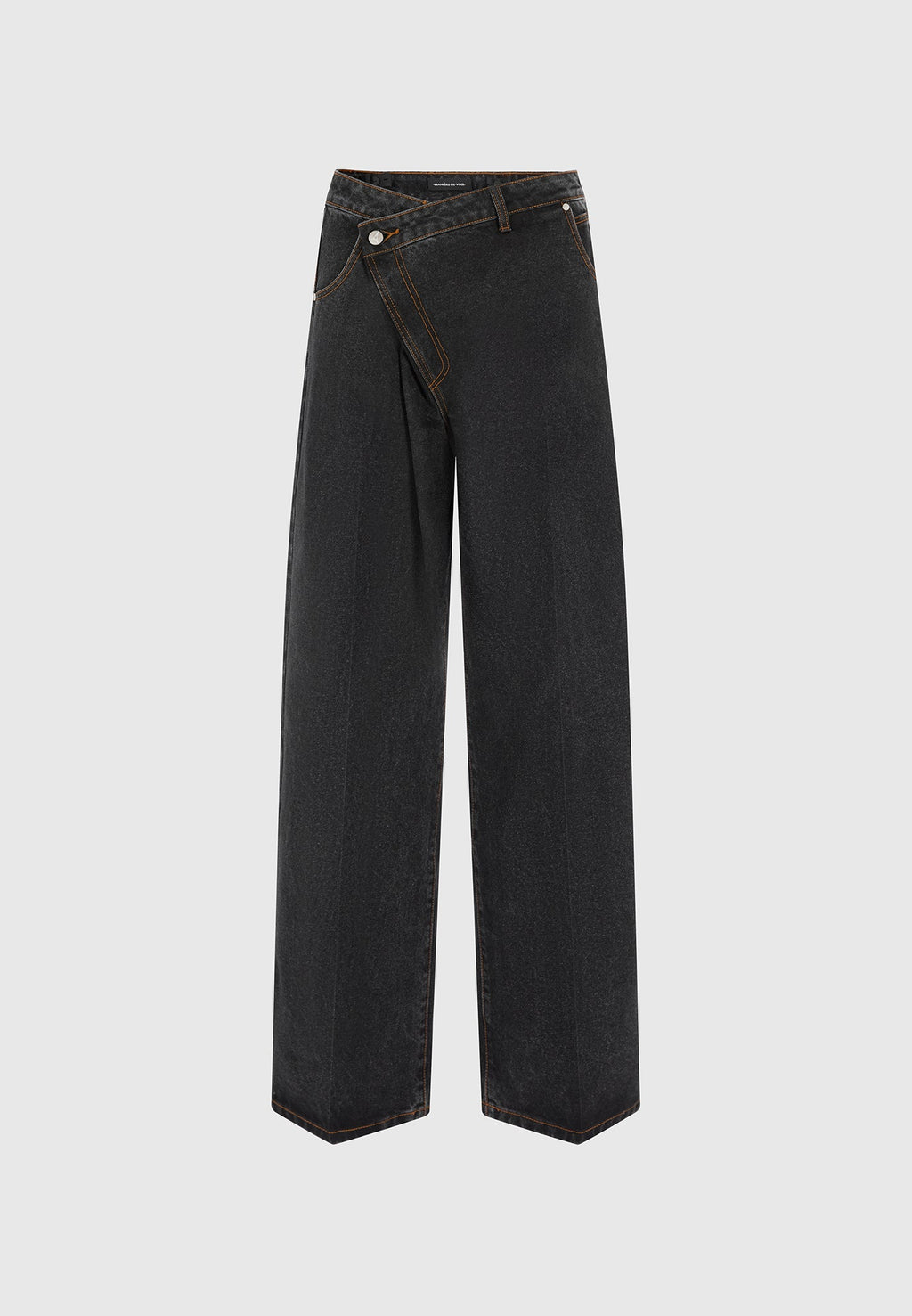 Astrid - Wrapover Denim Wide Leg Jeans - Washed Black