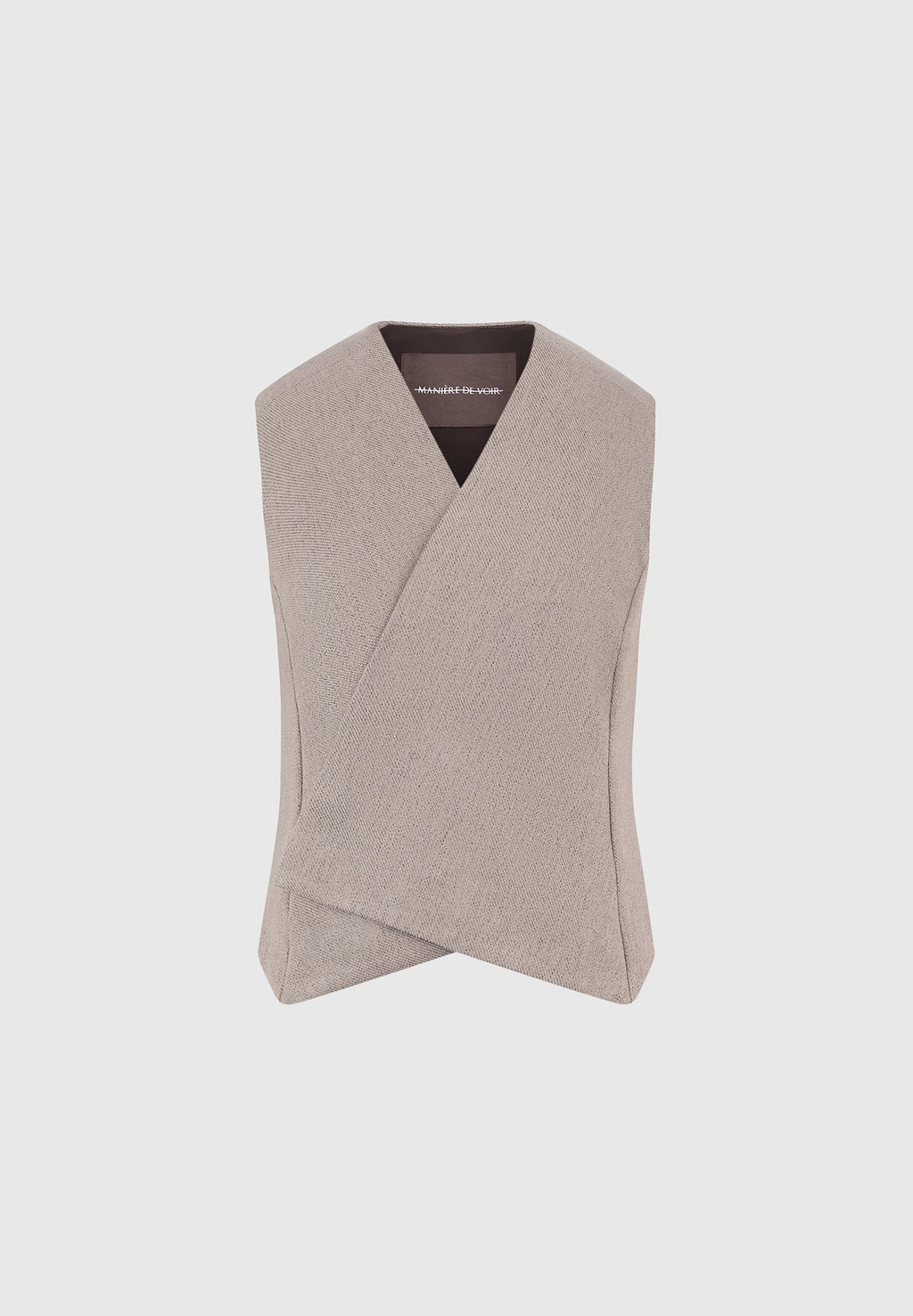 Laurence - Textured Tailored Wrap Waistcoat - Taupe