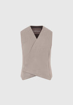 Laurence - Textured Tailored Wrap Waistcoat - Taupe