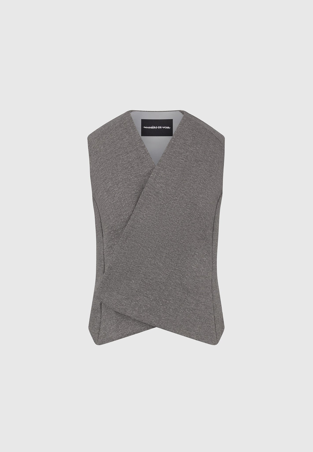 Laurence - Textured Tailored Wrap Waistcoat - Grey Marl