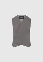 Laurence - Textured Tailored Wrap Waistcoat - Grey Marl