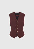 Christine - Tailored Cinch Waistcoat - Wine Red