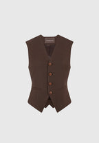 Christine - Tailored Cinch Waistcoat - Brown