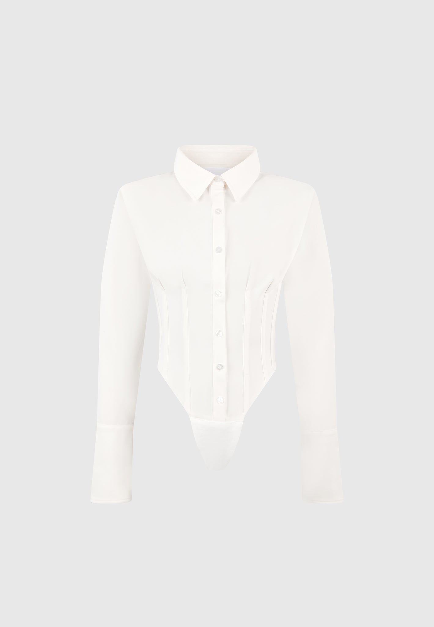 Agnes - Corset Shirt Bodysuit - Off White