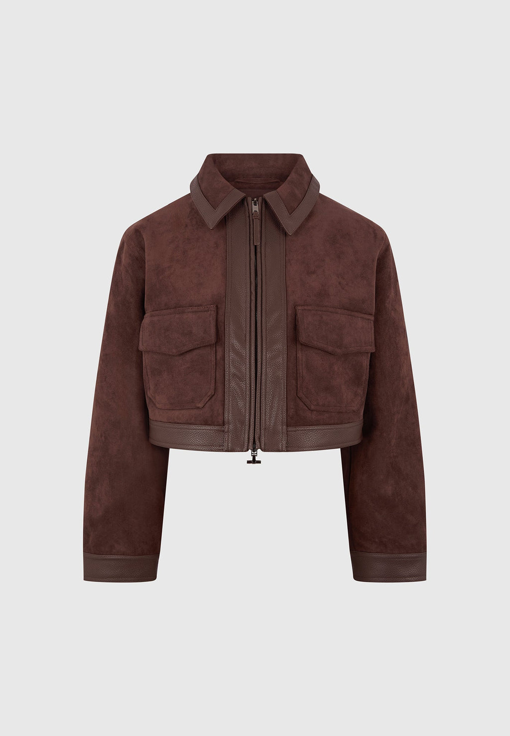 Denise - Suede & Pebbled Leather Jacket - Brown