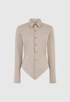 Sonia - Tailored Angled Shirt - Taupe