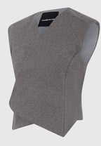 Laurence - Textured Tailored Wrap Waistcoat - Grey Marl