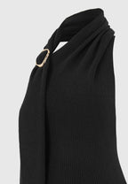 Elodie - Knitted Draped Halterneck Top - Black