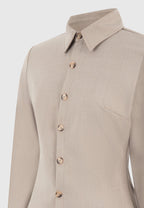 Sonia - Tailored Angled Shirt - Taupe