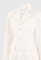 Claire - Wide Shoulder Cinch Waist Blazer - Cream