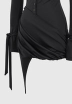 Diane - Draped Asymmetric Mini Dress - Black