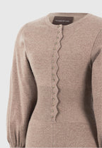 Michele - Knitted Scallop Hem Playsuit - Taupe