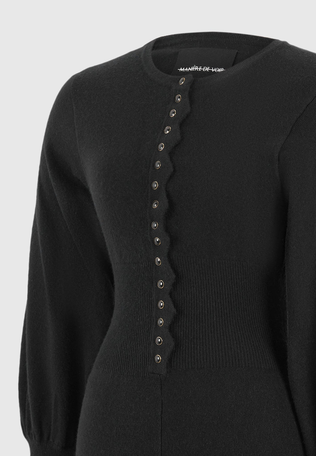 Michele - Knitted Scallop Hem Playsuit - Black