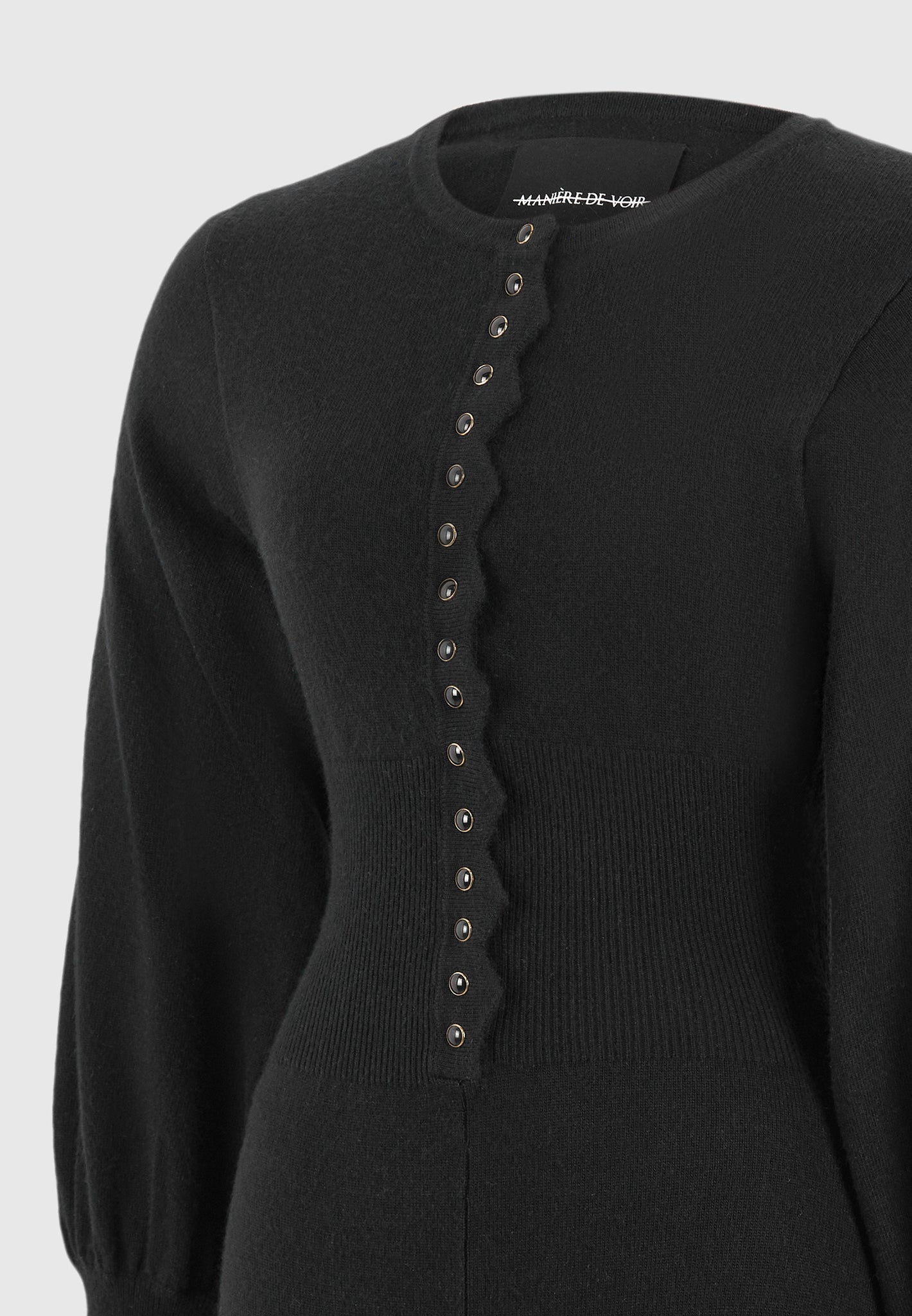 Michele - Knitted Scallop Hem Playsuit - Black