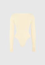 Eva - Boat Neck Bodysuit - Pale Yellow