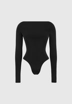 Eva - Boat Neck Bodysuit - Black