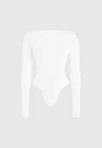 Eva - Boat Neck Bodysuit - White