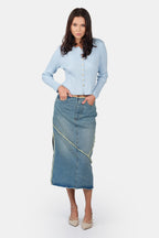 Elda|Viscose Cable Knit Button Down Cardigan