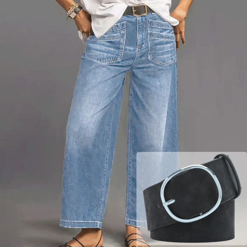 Women's Casual High-Rise Wide-Leg Jeans – Tummy Control, Elongated Silhouette & All-Day Comfort 💙