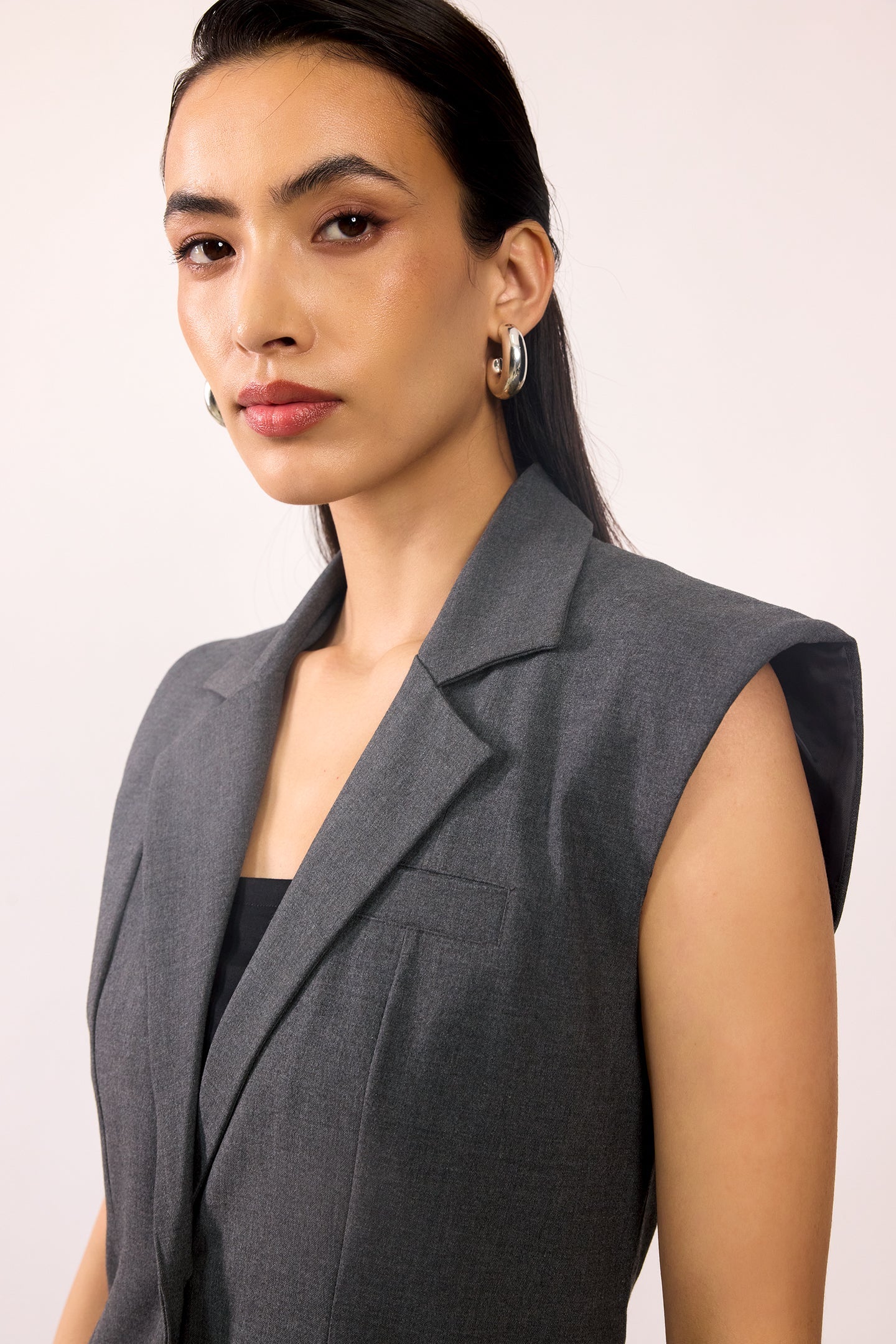 Tasha|Viscose Stretch Grey Blazer