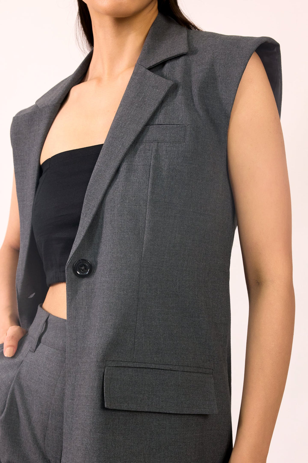 Tasha|Viscose Stretch Grey Blazer