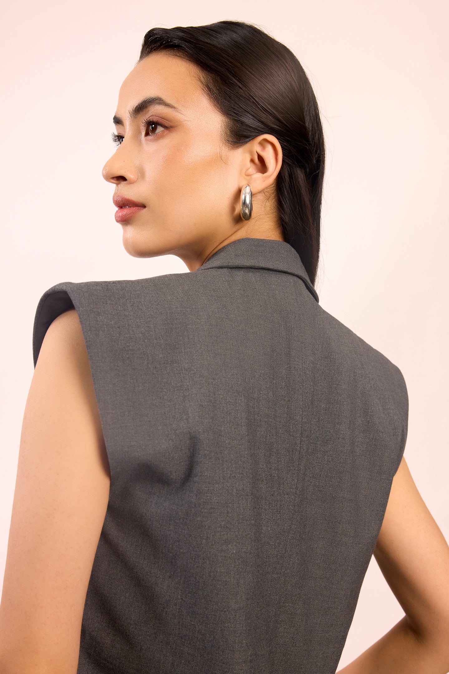 Tasha|Viscose Stretch Grey Blazer