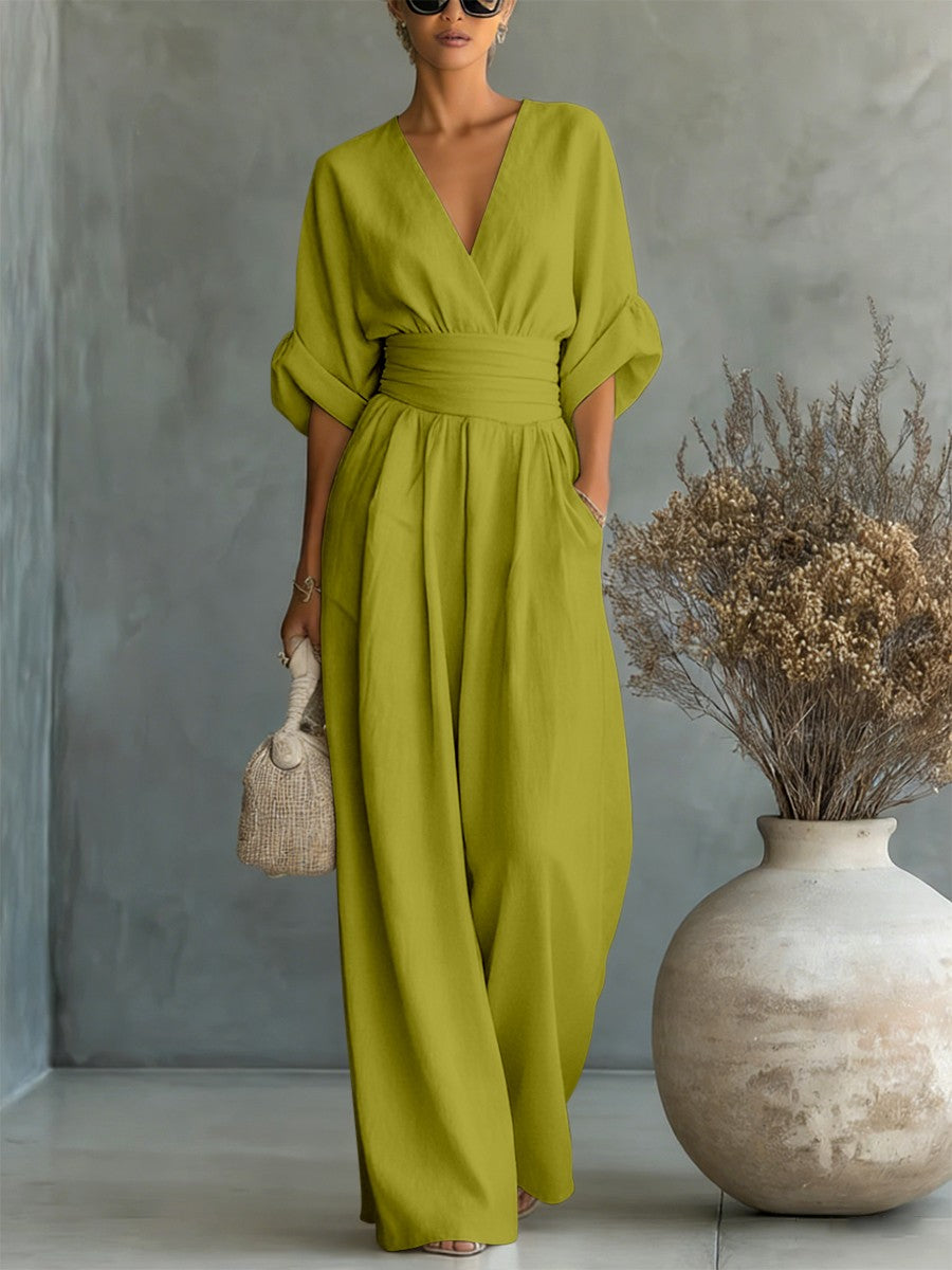 Fashion V-neck Waist Jumpsuit