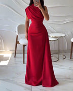 Elegant Slant Shoulder Dress