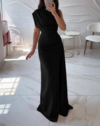 Elegant Slant Shoulder Dress