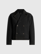 Mika - Unisex Tailored Double Breasted Jacket With Contrast Stitch - Black