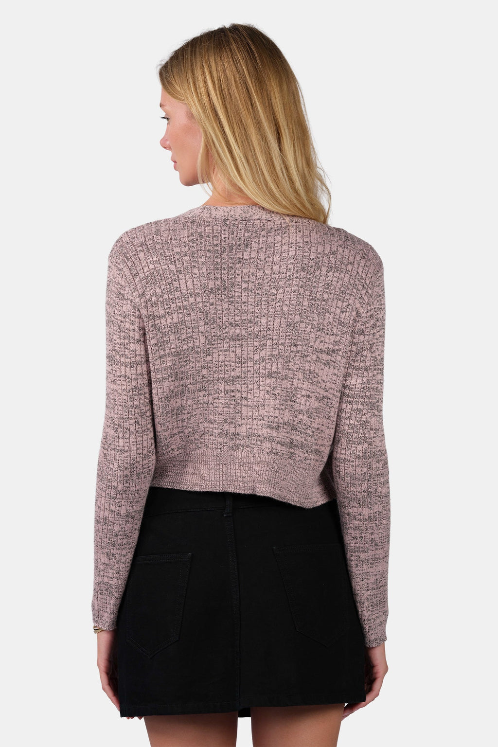 Vina|Viscose Melange Crop Length Knit Cardigan