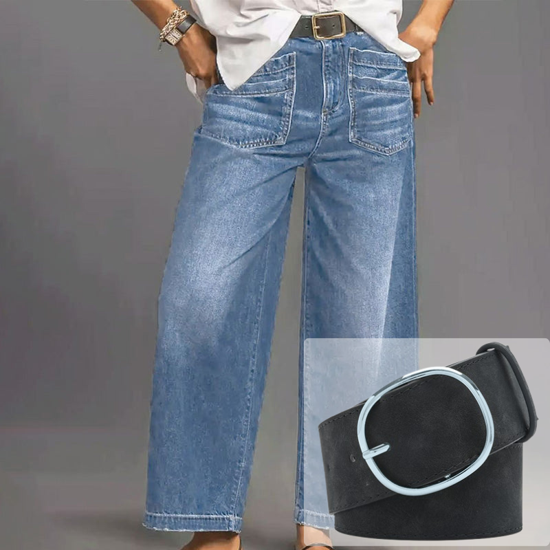 Women's Casual High-Rise Wide-Leg Jeans – Tummy Control, Elongated Silhouette & All-Day Comfort 💙