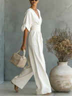 Fashion V-neck Waist Jumpsuit
