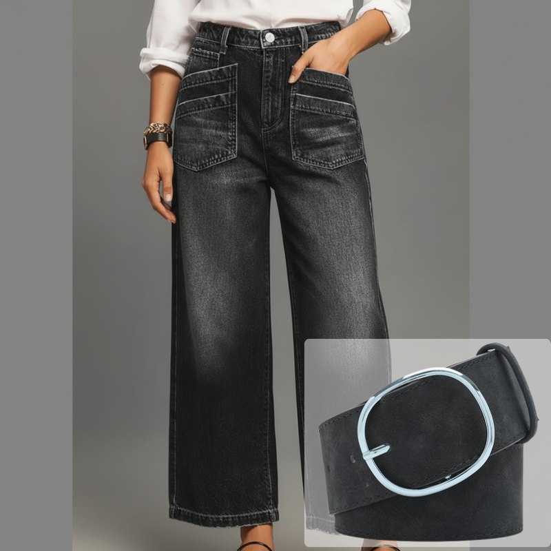 Women's Casual High-Rise Wide-Leg Jeans – Tummy Control, Elongated Silhouette & All-Day Comfort 💙