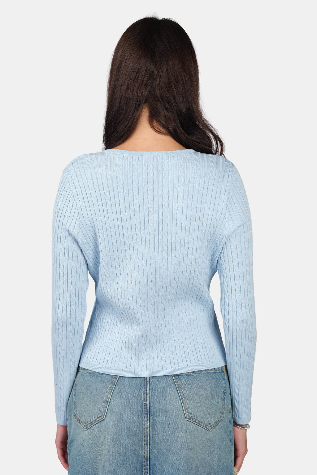 Elda|Viscose Cable Knit Button Down Cardigan