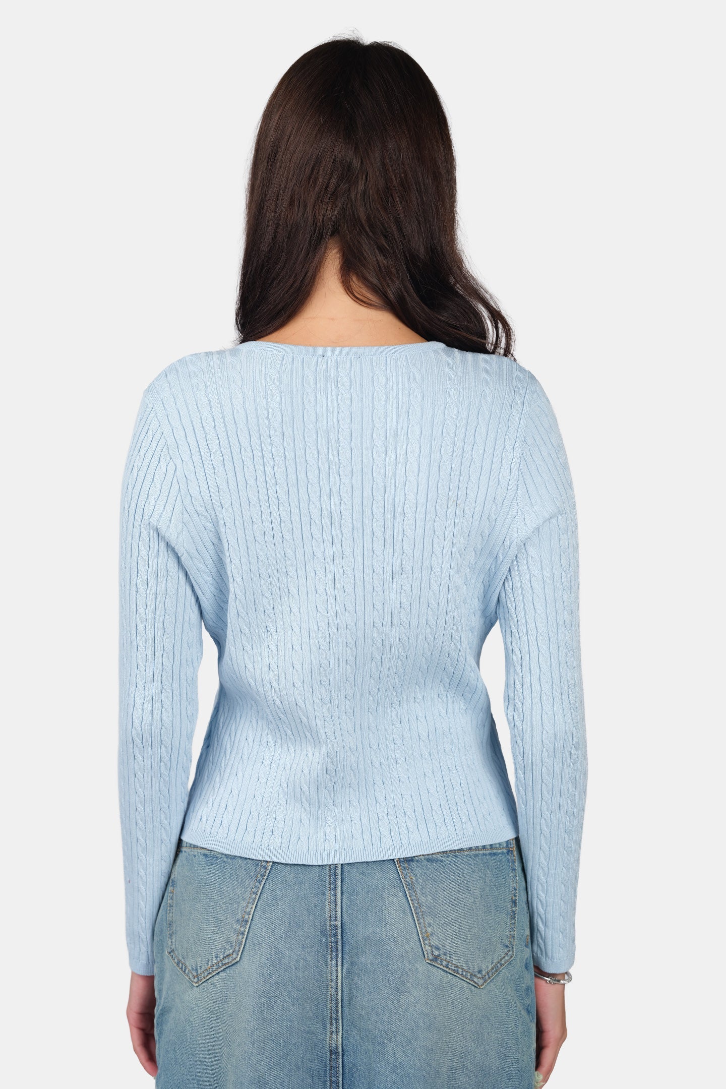 Elda|Viscose Cable Knit Button Down Cardigan