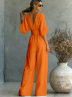Fashion V-neck Waist Jumpsuit
