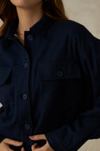 Romien|100% Cotton Front Open Crop Jacket