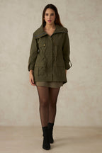 Sara|100% Cotton Utility Jacket With Flange