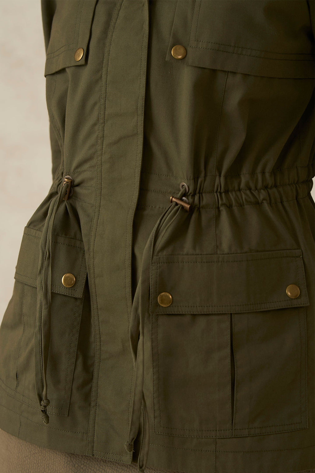 Sara|100% Cotton Utility Jacket With Flange