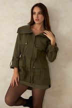 Sara|100% Cotton Utility Jacket With Flange